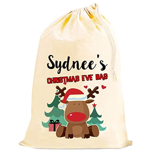 Image of The Lazy Cow Personalised Christmas Eve gift bag SACK (Red)