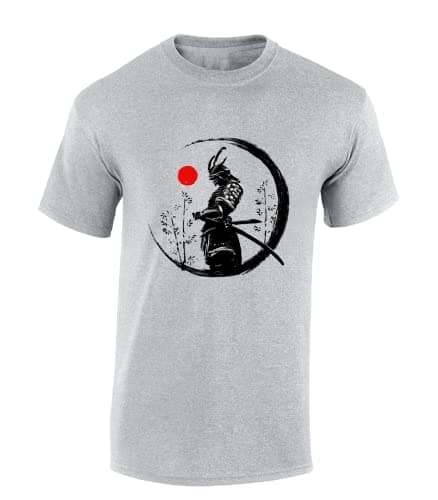 Image of Crown Designs Painted Samurai Cool Premium Quality Regular Fit T-Shirt Top for Men and Teens - Grey/XL