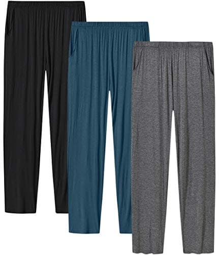 Image of MoFiz Women's Lounge Pyjama Trousers Pants Modal Long Pyjamas Bottoms Sleepwear Loungewear (Black,Lake-blue, Grey) Size XL