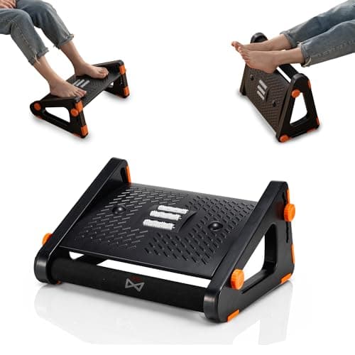Image of Adjustable Foot Rest Under Desk by UKGator | Dual Mode Under Desk Foot Rest | Height Adjustable Foot Stool with Massage Rollers | Enhanced Non Slip Pads | Vertical & Horizontal Placement