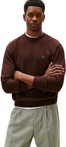 Image of Tommy Hilfiger Men ESS SEASONAL FLEECE CREWNECK MW0MW40000 Pullover Sweatshirt, BROWN, M