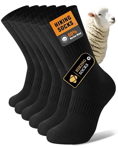 Image of SukModen Merino Wool Socks for Men, 3 Pairs Thermal Winter Hiking Socks Thick Warm Boot Socks for Cold Weather