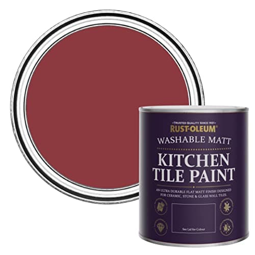 Image of Rust-Oleum Red water resistant Kitchen Tile Paint in Matt Finish - Empire Red 750ml