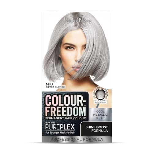 Image of Colour Freedom Metallic Silver Blonde Permanent Hair Dye with PurePlex. Ultra Glossy Conditioning Hair Colour. 100% grey coverage. By Knight & Wilson.