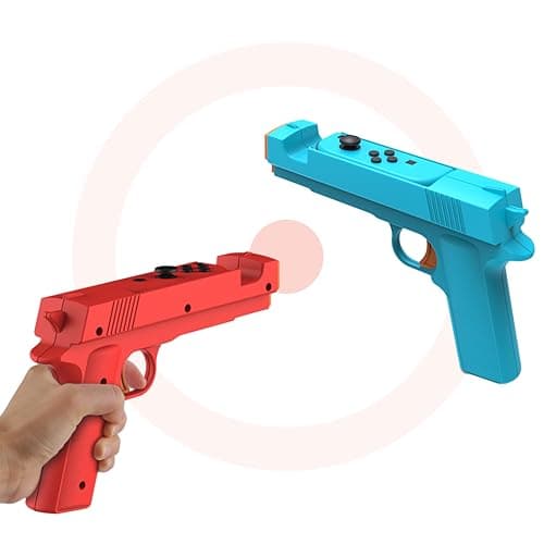 Image of 2 Pack Shooting Game Gun Controllers for Nintendo Switch/Switch OLED Controller,Gun Hand Grip Motion Controller Gamepad Joypad Gaming Accessories for Nintendo Switch Shooter Hunting Games (Blue + Red)