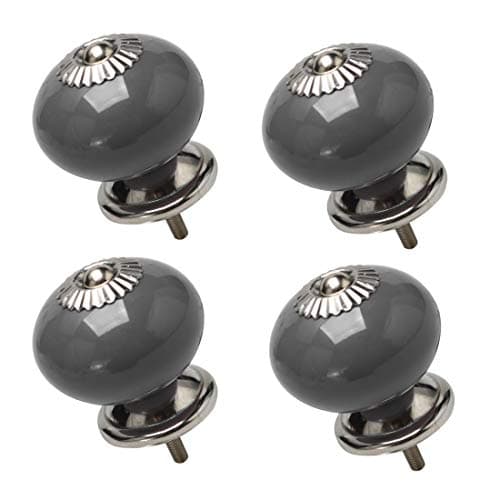 Image of sourcing map 4pcs Ceramic Knobs Vintage Knob Drawer Round Pull Handle Furniture Drawer Cabinet Cupboard Wardrobe Dresser Decorative Grey