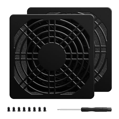 Image of YIMATEECO Dust Filter 80mm Fan Grill Filter, 2Pack PC Chassis Computer Cooling Fan Cover Mesh Plastic Cover Washable Dustproof Protector with Screws for 80mm PC Case Fans (Plastic, 2Pack, Black)