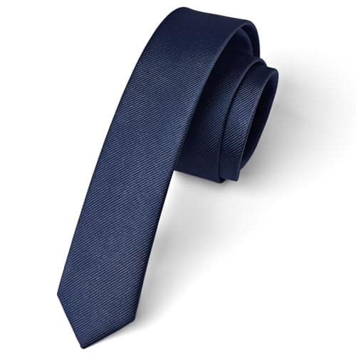 Image of Enlision Navy Blue Tie Silk Skinny Ties For Men Solid Color Slim Necktie Classic Formal Tie For Wedding Party Business 4cm