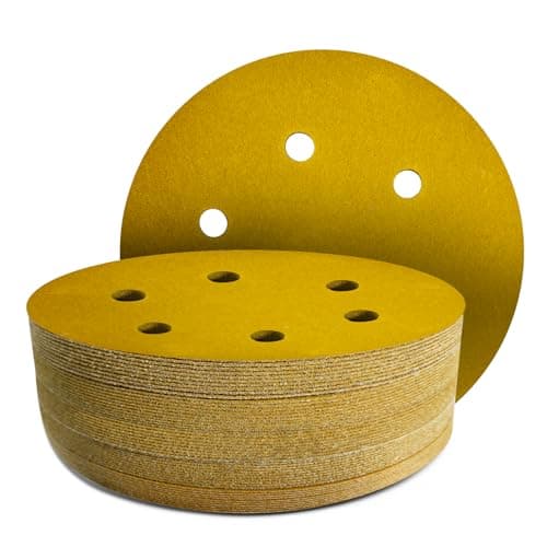 Image of GZKTY 50Pcs 150mm Sanding Discs, 6-Hole, 60/80/120/180/320 Grit, Round Hook and Loop Sandpaper for Random Orbital Sander