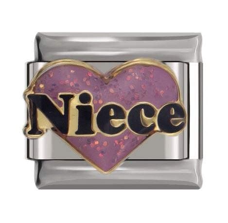 Image of No Brand Name Niece Pink Heart Charm - Fits All Classic 9mm Italian Style Charms Bracelet - UK stock