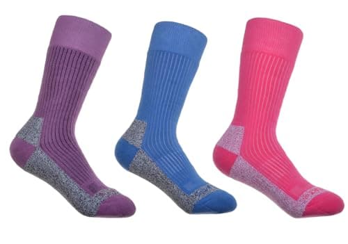 Image of 3 pairs of Ladies Cotton Coolmax Walking Socks