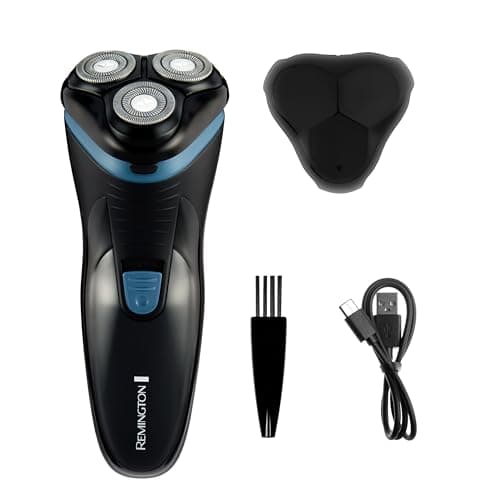 Image of Remington Mens Electric Rotary Shaver R1 (Dry Shave, 30mins runtime, Pop-Up Trimmer, Flexing Blades and pivoting Neck, Cordless Usage, USB-C Charging, Worldwide Voltage) R1000