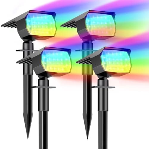 Image of btfarm 4 Pack Solar Lights Outdoor Garden, 72 LED Solar Spot Lights 3 Modes IP65 Waterproof Garden Uplighters Solar Powered, Auto ON/Off Spotlight for Yard Driveway Pathway Landscape Colour