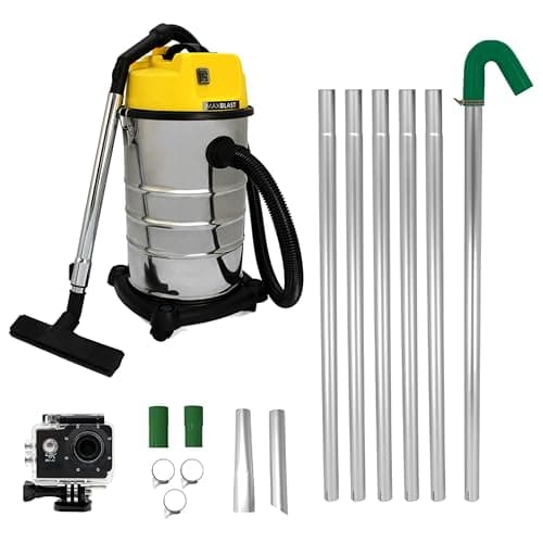 Image of Gutter Cleaning System 30L Industrial Wet & Dry Hoover 24ft Vacuum Pole Kit 1.2m - 7.2m Long Reach 4K Camera Real Time Inspection 4x Zoom Wide Angle 1400W Motor Accessories Nozzles Carry Bag Included