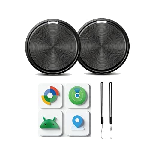 Image of Dual-System Tracker Tag for Android or iOS, Works with Apple Find My or Google Find Hub App, Loud Sound, Long Battery Life, for Keys, Luggage, Suitcase, Backpack, and More, 2 Pack
