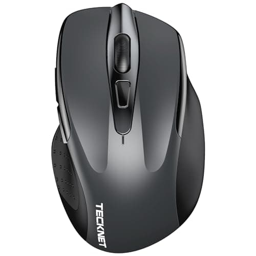 Image of TECKNET Bluetooth Mouse, 4800DPI Wireless Mouse Computer Silent Click USB Mice Bluetooth 3.0/5.0 and 2.4GHz Connectivity with 6 Adjustable DPI, 30 Months Battery Life Cordless Mouse for Laptop Grey