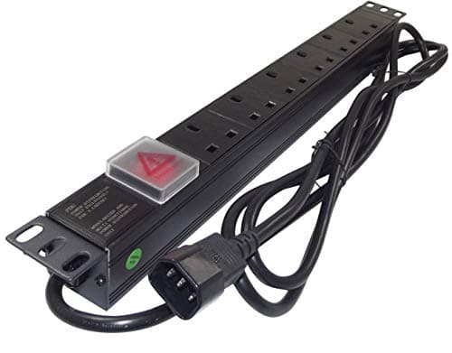 Image of 6 Way UK 13A PDU to IEC C14 PLUG 19 Inch Rack Mount 3m Lead 1U