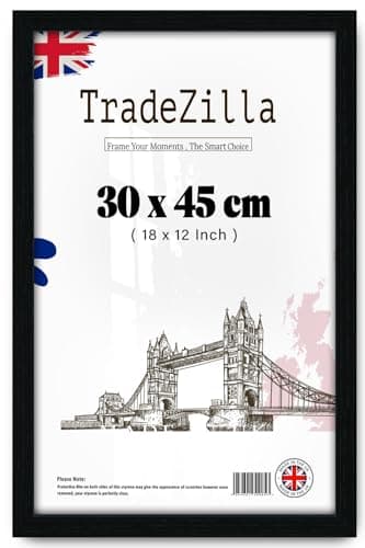 Image of TradeZilla Flat Style 30 x 45 cm Picture Frame | MDF Wood and High Definition Perspex -Ready for Wall and Tabletop 18 x 12 Inch Photo Display-Home Décor- [ Black ]