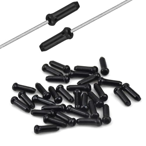 Image of 30pcs Bike Cable Ends, Alloy Brake Cable End Caps, Road Mountain Bikes Brake Tips Crimps, Gear Ferrules for Bicycle Brake Cable Shifter (Black)