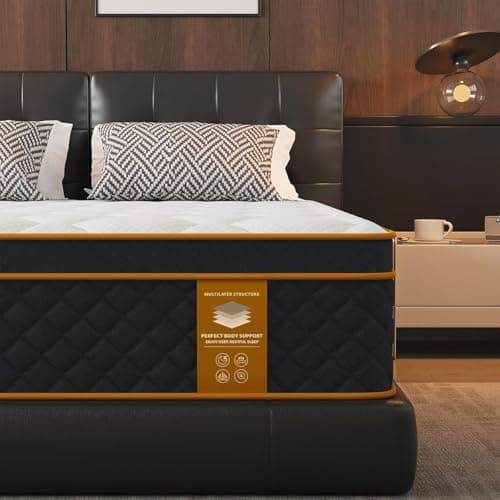 Image of purekib Double Mattress 4FT6, 10 Inch Memory Foam Hybrid Double Mattress, 7-Zone Orthopedic Support, Medium Firm and Individually Pocket Sprungs, Motion Isolation & Edge Support (135x190x25cm)