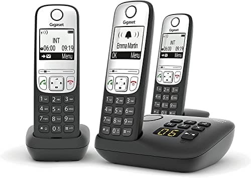 Image of Gigaset A690A Easy to use Cordless DECT Home Telephone with Answering Machine, Speakerphone,Nuisance call block, home office. Single Handset, Silver/Black (Trio)