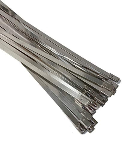 Image of Premium Stainless Steel Cable Ties, SS304 Stainless Steel Zip Ties, Metal Cable Ties, Exhaust Wrap Self Locking Cable Zip Ties, Marine Grade Metal Tie Wraps (20, 4.6x150mm)