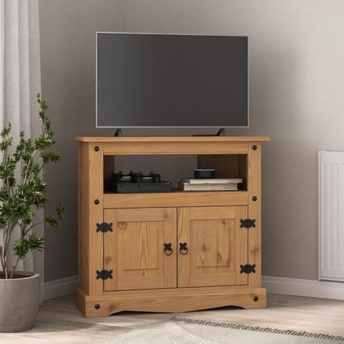 Image of Corona TV Stand Corner Cabinet Unit Mexican Solid Pine Wood