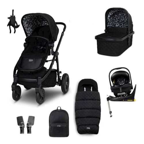 Image of Cosatto 3 in 1 Travel System, Wow 3 - Birth to 25kg, Duo Direction Compact Fold, Carrycot, Seat Unit, ADAC Tested iSize Car Seat, Rotating ISOFIX Base, Adapters, Footmuff & Backpack (Silhouette)