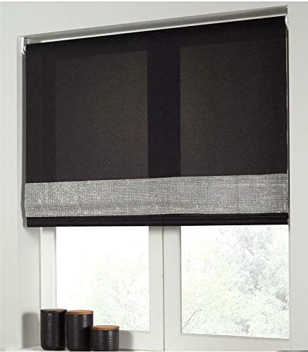 Image of Sparkly Bling Glitz DIAMANTE Trim Roller Blinds BLACK 90cm width x 160cm drop
