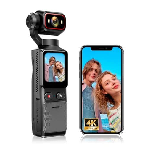 Image of Sueirn 4K Action Camera, WIFI Vlogging Camera with APP Control, Body Cam with Image Stabilization, Pocket Camera with 180° Rotatable Lens, Suitable for Vlogging, Travelling, Outdoor Sports(64GB)