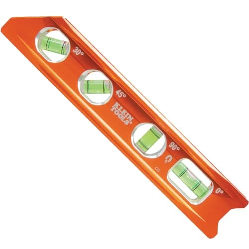 Image of Klein Tools 935RB Torpedo Level, 8-Inch Billet Magnetic Level, 0/30/45/90 Degree Vials, V-Groove, Tapered Nose, High-Visibility Vial and Body