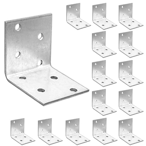 Image of OMIDEAS 15 x Angle Brackets (40 x 40 x 40 x 2) Corner Metal Braces Wood Timber Galvanised Steel Sheet Connecting Joining Fixing L Repair Connector