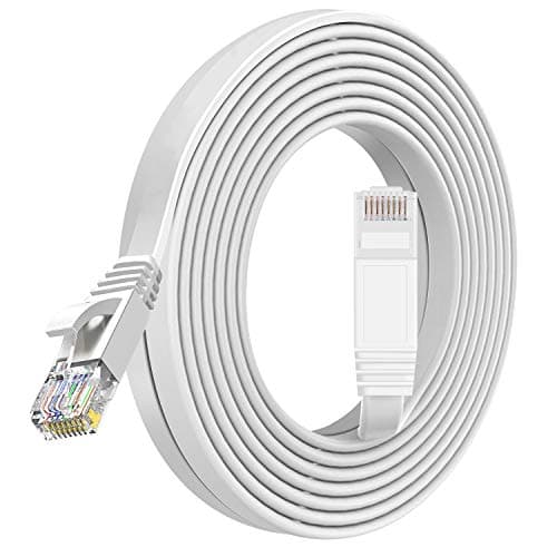 Image of TBMax Cat6 Ethernet Cable 1m/2m/3m/5m/10m/15m/20m/30m Flat Lan Cable RJ45 High Speed 1000 Mbit/s Network Cable, UTP Internet Patch Cable Compatible with Cat5/Cat7, for Switch/Router/Modem(1 Meter)