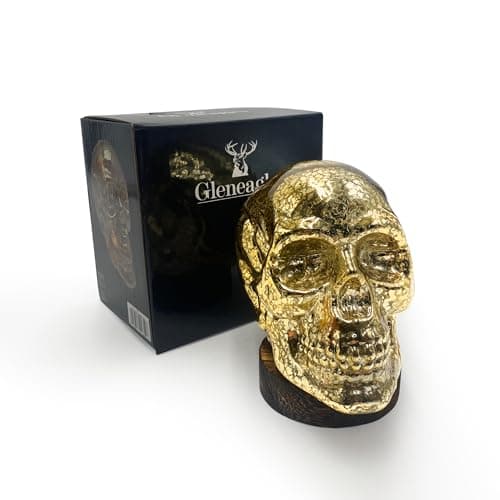Image of Cello Flame Skull LED Night Light - Gold Skull Desk Lamp for Bedroom Decor Living Room, Battery-Powered Bedside Lamp with Energy-Efficient LED Glow (Small)