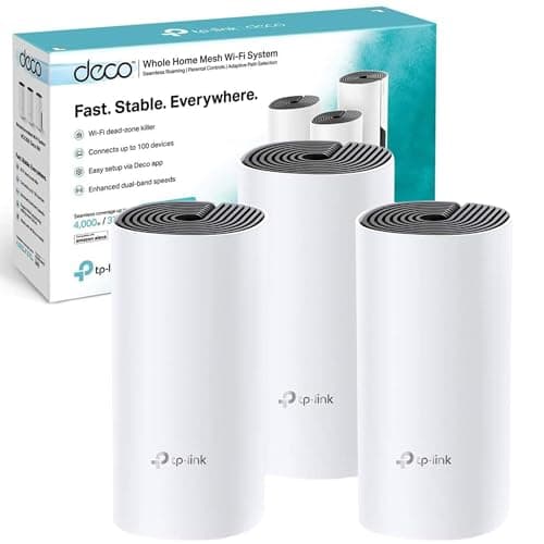 Image of TP-Link Deco M4(3-pack) AC1200Mbps Whole Home Mesh WiFi System, up to 4000 sq ft Coverage, Qualcomm CPU, Dual-Band WiFi Booster with Gigabit Ports, Compatible with Amazon Echo/Alexa, Parent Control