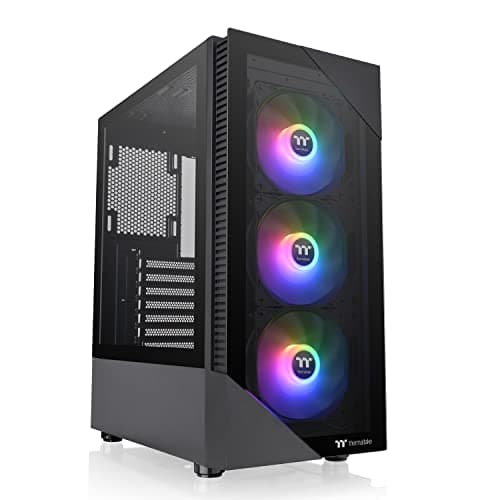 Image of Thermaltake View 200 TG ARGB Motherboard Sync ATX Tempered Glass Mid Tower Computer Case with 3x120mm Front ARGB Fan, CA-1X3-00M1WN-00