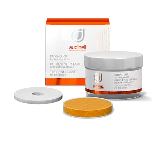 Image of Audinell Hearing Aid Drying Box – 1 Large Drying Capsule 63 mm with Colour Indicator – for Approx. 3 Months – Drying Cup for Sails and Hearing Aids