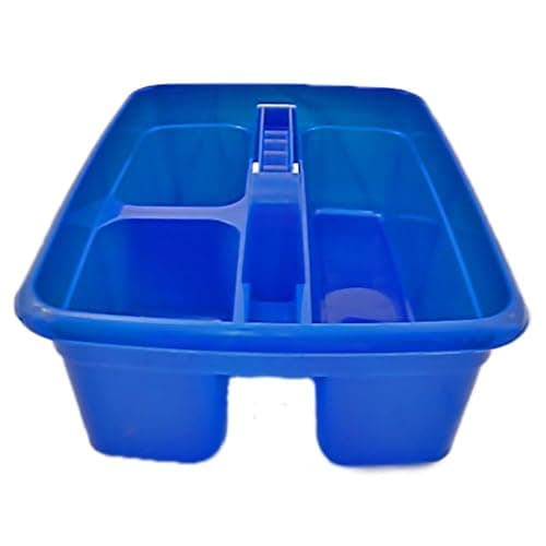 Image of Caddy Tray – 12" x 15" 3 Compartment Polypropylene Carrying Container with Handle – Cleaning Tool Storage Caddy – Colour Coded – For Home Garden Equestrian Blue Pack of 1