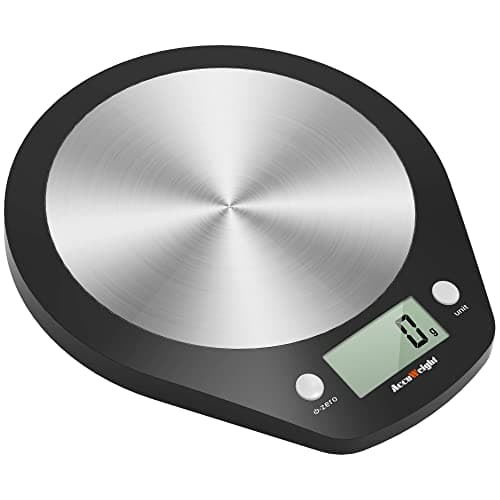 Image of ACCUWEIGHT 203 Digital Kitchen Scale, Electronic Stainless Steel Food Scales with LCD Screen, Measuring Function for Liquid in ml and fl. oz., 5000g, 0.1 oz increments or 1g