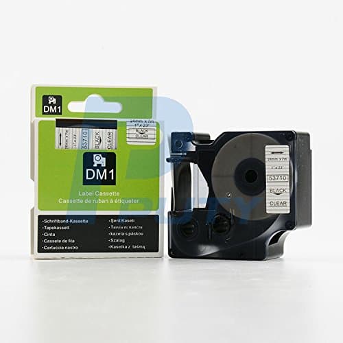 Image of Black on Clear Tape Label Compatible for DYMO 53710 D1 24mm 7M 1" X 23'