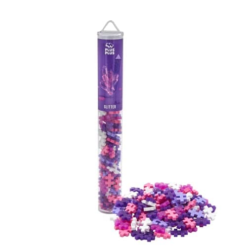 Image of PLUS PLUS Building Blocks Toy – 100 pc Kids Construction Toys, Creative Learning Resources and STEM Play for Home and Travel - Girls and Boys Toys Age 5 Plus - Glitter 100 Pieces