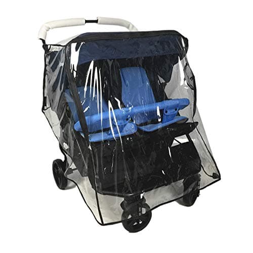 Image of Universal Waterproof Twins Baby Pushchair Rain Cover Side by Side Double Pushchair dust Proof Cover Baby Carriage Pram Accessories Stroller Raincover