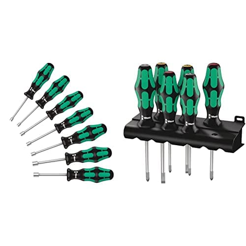 Image of Wera 395 HO/7 SM Kraftform Hollow Shaft Nutspinner Set, 7pc, 05029510001 & Kraftform 300 Screwdriver Set 6 Piece