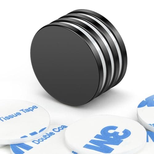 Image of Wukong Black Strong Magnets, 20x2 mm | 4 Pack Heavy Duty Round Magnets for Fridge, Crafts, Pin Board, Notice Board, Office Crafts