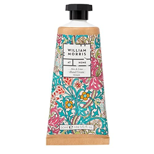 Image of William Morris At Home Hand Cream 50ml, Enriched with Shea Butter, Floral Fragrance With Cedarwood, Pocket and Travel Size, Vegan and Cruelty Friendly, Aloe and Lime Golden Lily Light