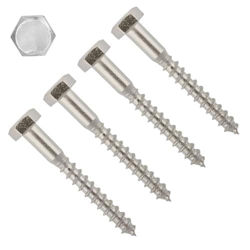 Image of TERF® M10 X 80mm Coach Screws Hex Head Stainless Steel A2 (304) Coach Screw M10 (10mm) X 80mm Wood Masonry Brick Concrete Wall Fixing Lag Screw Bolts - Pack of 4