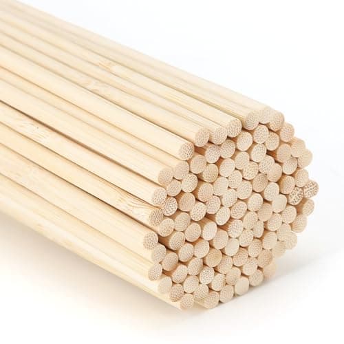 Image of 100 pcs Natural Wooden Dowels 5mm x 25cm, Bamboo Wooden Sticks for Craft Round Unfinished Wood Dowel Rods, Dowling Rods for Craft, Hard Wood Sticks for Woodcraft, Art Projects, Decorations, DIY