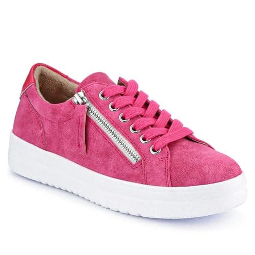 Image of Pavers Womens Chunky Platform Trainers in Hot Pink - Comfortable Shoes - Lace-Up & Zip Fastening with Cushioned Insole for Everyday Wear - UK Size 5