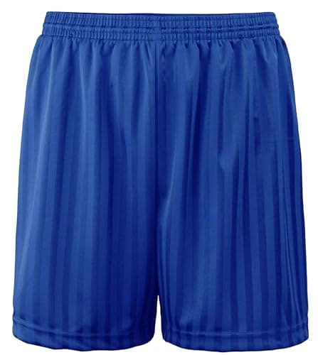 Image of JJLC Boys Girls School Sports Shorts PE Football Shadow Stripe Shorts (Royal Blue, 5-6 Years)