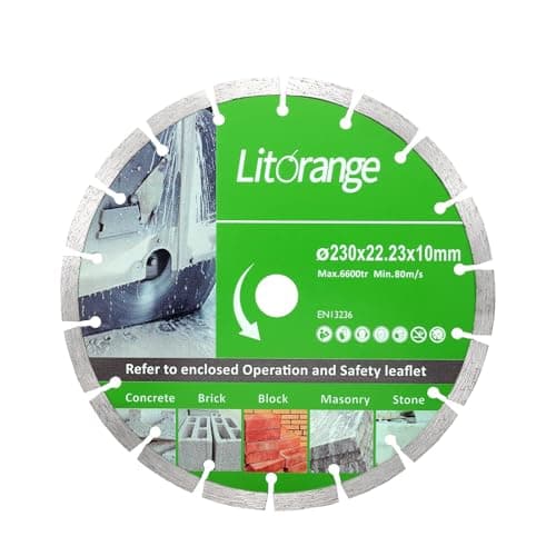 Image of Litorange 1 PCS 230 mm Diamond Blade for Disc Cutters and Tile Cutters - Segmented Edge for Cutting Masonry, Such as Brick, Stone, Tiles